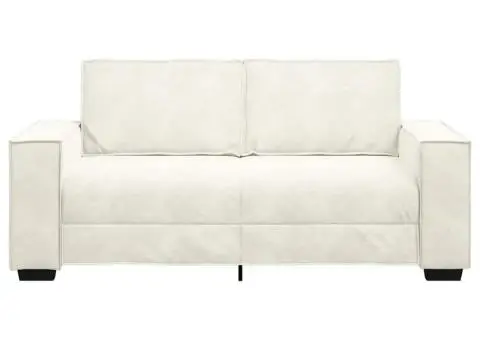 Canapea cu 2 locuri, crem, 140 cm, catifea - 4/5