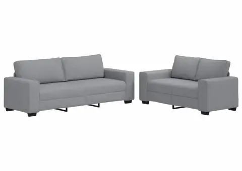 Set de canapele cu perne, 2 piese, gri deschis, textil - 2/5