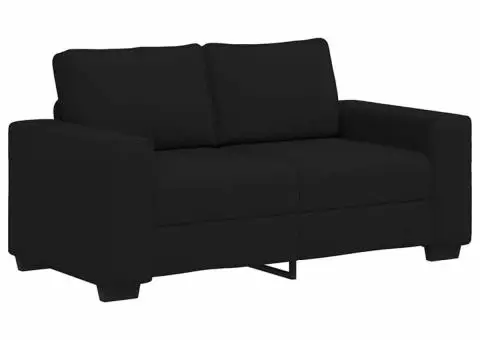 Set de canapele cu perne, 2 piese, negru, textil - 4/5