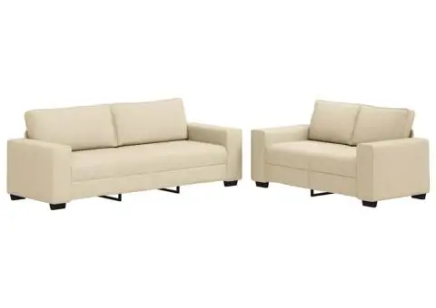 Set de canapele cu perne, 2 piese, crem, textil - 2/5