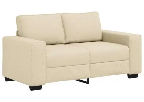 Set de canapele cu perne, 2 piese, crem, textil - 4/5