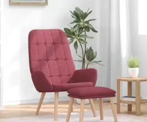 vidaXL Scaun de relaxare cu taburet, roșu vin, textil