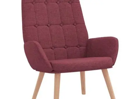 Scaun de relaxare cu taburet, roșu vin, textil - 3/5