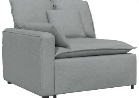 Canapea modulară cu taburet și perne, gri deschis - 3/5