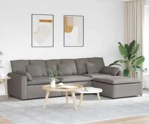vidaXL Canapea modulară cu taburet și perne, gri taupe