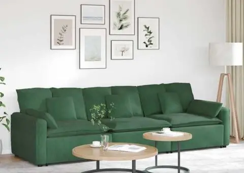 Canapea modulară cu perne, verde închis - 1/5