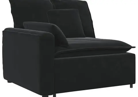 Canapea modulară cu taburet și perne, negru - 3/5