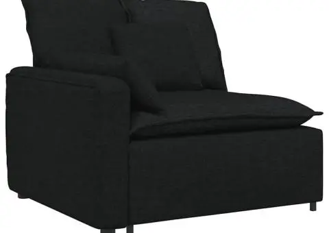 Canapea modulară cu perne, negru - 3/5