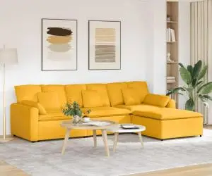 vidaXL Canapea modulară cu taburet și perne, galben deschis