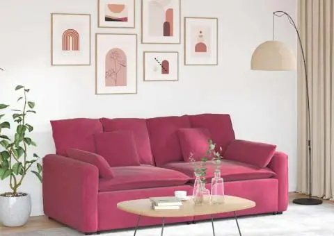 Canapea modulară cu perne, roșu vin - 1/5
