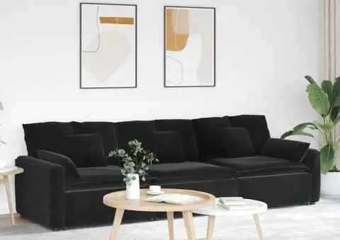 Canapea modulară cu perne, negru - 1/5