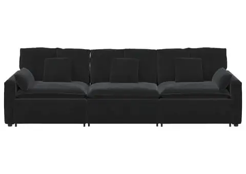 Canapea modulară cu perne, negru - 5/5