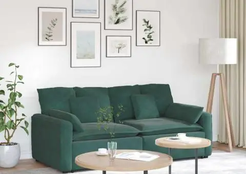 Canapea modulară cu perne, verde închis - 1/5