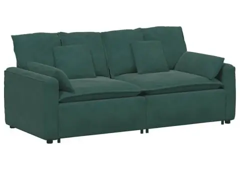 Canapea modulară cu perne, verde închis - 2/5