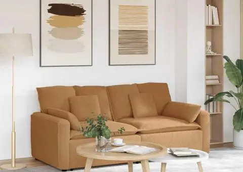 Canapea modulară cu perne, bej - 1/5