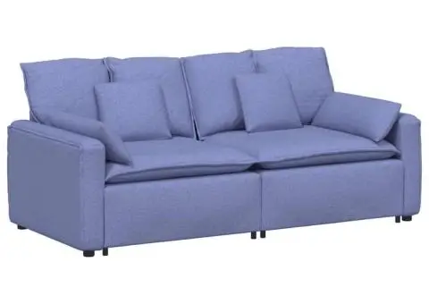 Canapea modulară cu perne, albastru jeans - 2/5