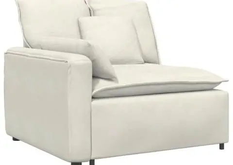 Canapea modulară cu taburet și perne, crem - 3/5