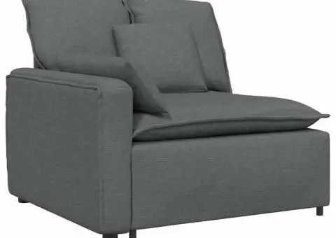 Canapea modulară cu taburet și perne material textil gri închis - 3/5