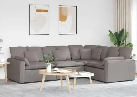 Canapea modulară cu perne, gri taupe, textil - 1/5