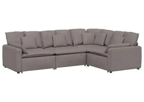 Canapea modulară cu perne, gri taupe, textil - 2/5