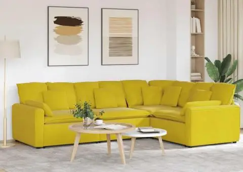 Canapea modulară cu perne, galben, catifea - 1/5