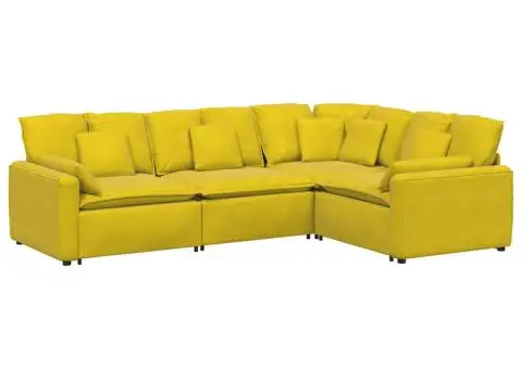 Canapea modulară cu perne, galben, catifea - 2/5
