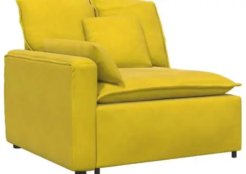 Canapea modulară cu perne, galben, catifea - 3/5