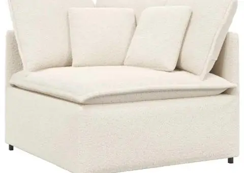 Canapea modulară cu taburet și perne, țesătură ondulată ca lână - 3/5