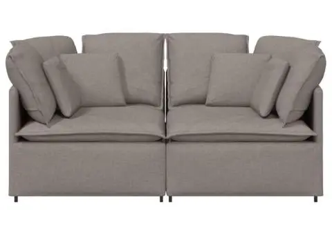 Canapea modulară cu perne, gri taupe, textil - 4/5