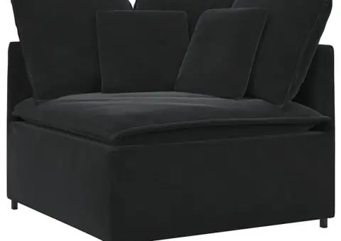 Canapea modulară cu perne, negru, catifea - 3/5