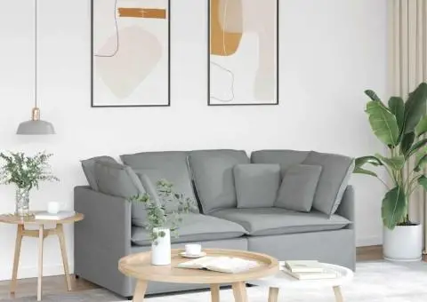 Canapea modulară cu perne, gri deschis, textil - 1/5