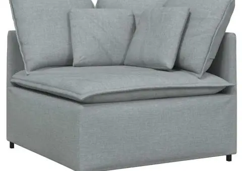 Canapea modulară cu perne, gri deschis, textil - 3/5