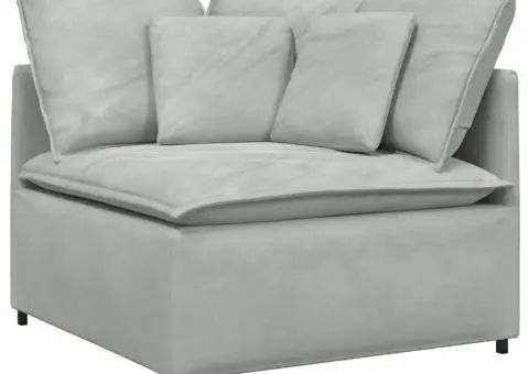 Canapea modulară cu perne, gri deschis, catifea - 3/5