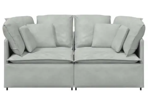 Canapea modulară cu perne, gri deschis, catifea - 4/5