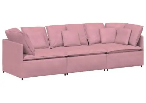 Canapea modulară cu perne, roz, catifea - 2/5