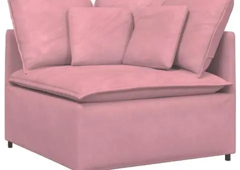 Canapea modulară cu perne, roz, catifea - 3/5