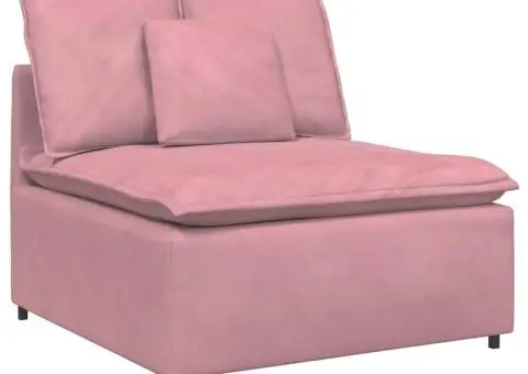 Canapea modulară cu perne, roz, catifea - 4/5