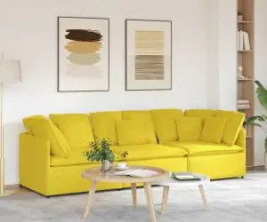 vidaXL Canapea modulară cu perne, galben deschis, textil