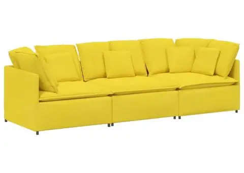 Canapea modulară cu perne, galben deschis, textil - 2/5