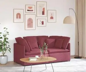 vidaXL Canapea modulară cu perne, roșu vin, textil