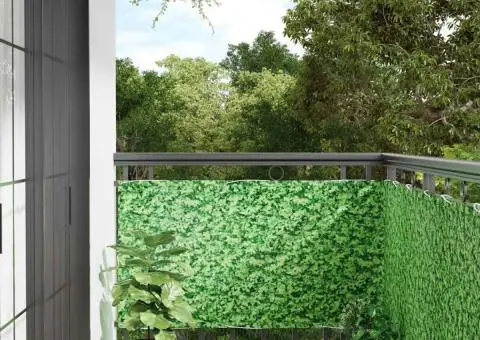 Paravan de balcon cu aspect de plantă, verde, 500x75 cm, PVC - 1/5