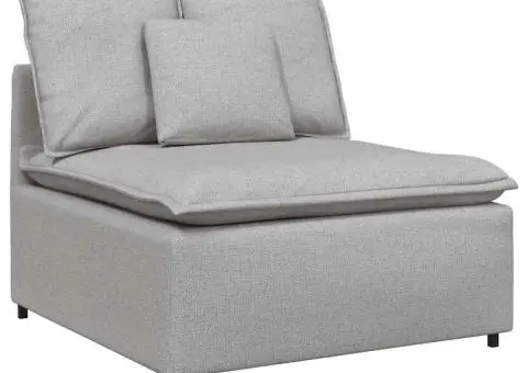 Canapea modulară cu taburet și perne, material textil, gri nor - 4/5