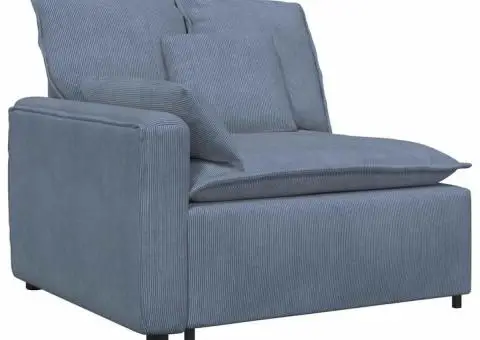 Canapea modulară cu taburet și perne, țesătură velur, albastru - 3/5