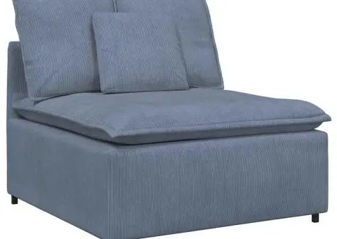 Canapea modulară cu taburet și perne, țesătură velur, albastru - 4/5