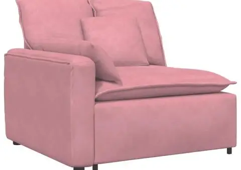 Canapea modulară cu taburet și perne, catifea, roz - 3/5
