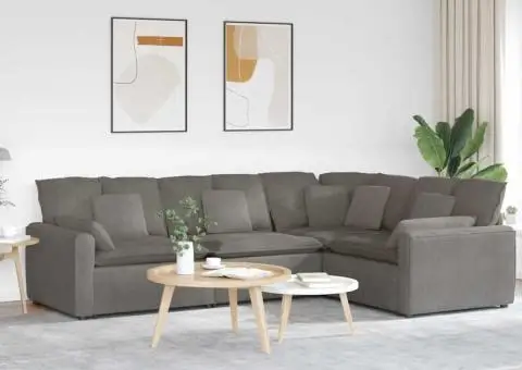 Canapea modulară cu perne, gri deschis, țesătură velur - 1/5