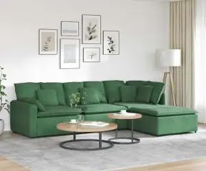 vidaXL Canapea modulară cu taburet și perne, verde închis