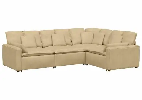 Canapea modulară cu perne, gri-verzui, țesătură velur - 2/5