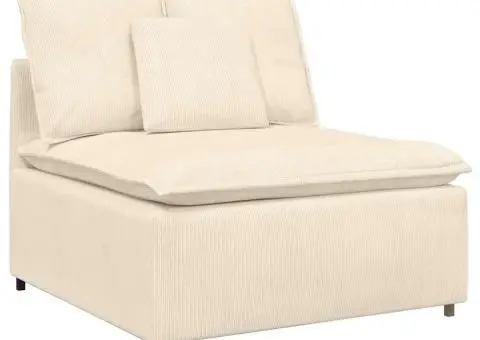 Canapea modulară cu taburet și perne, țesătură velur, crem - 4/5