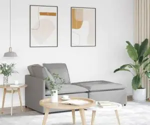 vidaXL Canapea modulară cu taburet și perne, material textil, gri nor